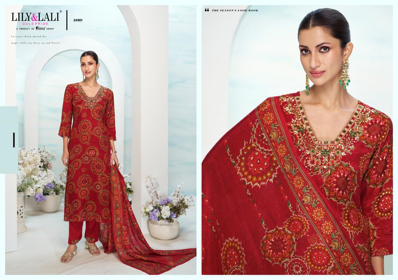 LILI & LALI FLORISTA MIRROR HANDWORK KURTI PANT DUPATTA SET SUPPLIER OF LADIES KURTIS