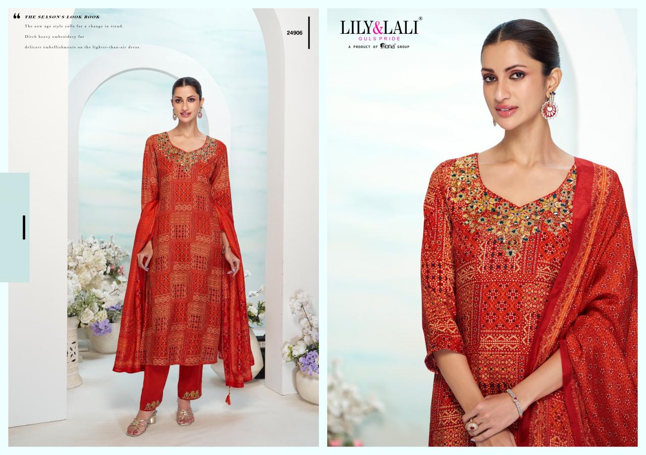 LILI & LALI FLORISTA MIRROR HANDWORK KURTI PANT DUPATTA SET SUPPLIER OF LADIES KURTIS