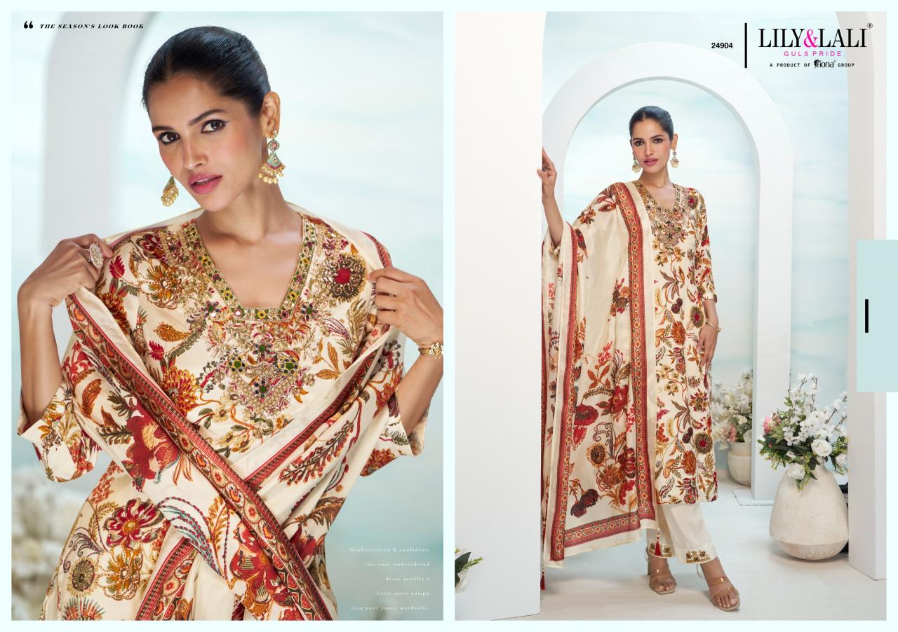 LILI & LALI FLORISTA MIRROR HANDWORK KURTI PANT DUPATTA SET SUPPLIER OF LADIES KURTIS