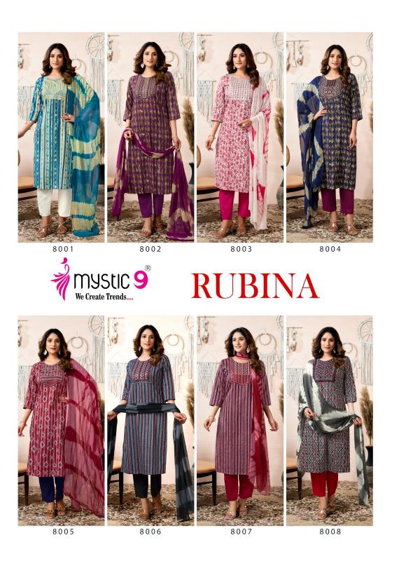 MYSTIC 9 RUBINA VOL 8 RAYON DULPATTA STRAIGHT CUT WHOLESALE CATALOGUE