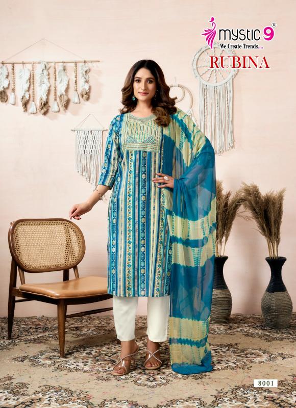 MYSTIC 9 RUBINA VOL 8 RAYON DULPATTA STRAIGHT CUT WHOLESALE CATALOGUE