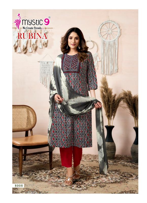 MYSTIC 9 RUBINA VOL 8 RAYON DULPATTA STRAIGHT CUT WHOLESALE CATALOGUE