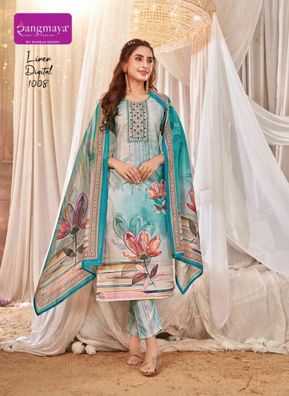 RANGMAYA LINEN DIGITAL KURTI PANT SET BRANDED KURTIS MANUFACTURERS IN BANGALORE