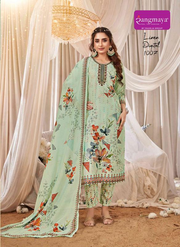 RANGMAYA LINEN DIGITAL KURTI PANT SET BRANDED KURTIS MANUFACTURERS IN BANGALORE