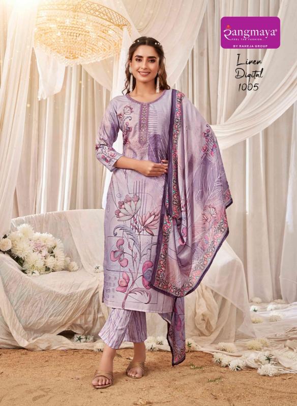 RANGMAYA LINEN DIGITAL KURTI PANT SET BRANDED KURTIS MANUFACTURERS IN BANGALORE