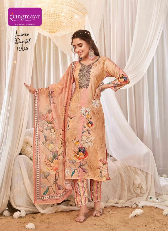 RANGMAYA LINEN DIGITAL KURTI PANT SET BRANDED KURTIS MANUFACTURERS IN BANGALORE