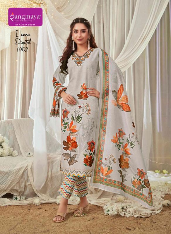 RANGMAYA LINEN DIGITAL KURTI PANT SET BRANDED KURTIS MANUFACTURERS IN BANGALORE