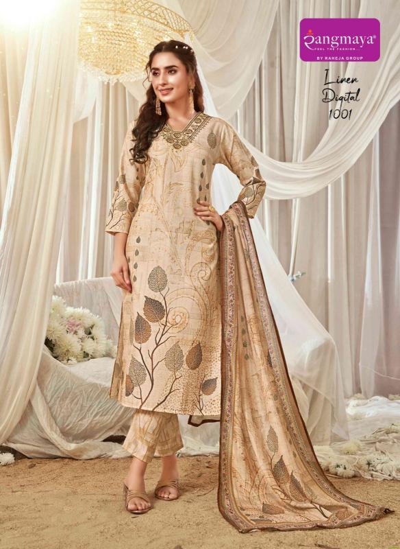 RANGMAYA LINEN DIGITAL KURTI PANT SET BRANDED KURTIS MANUFACTURERS IN BANGALORE
