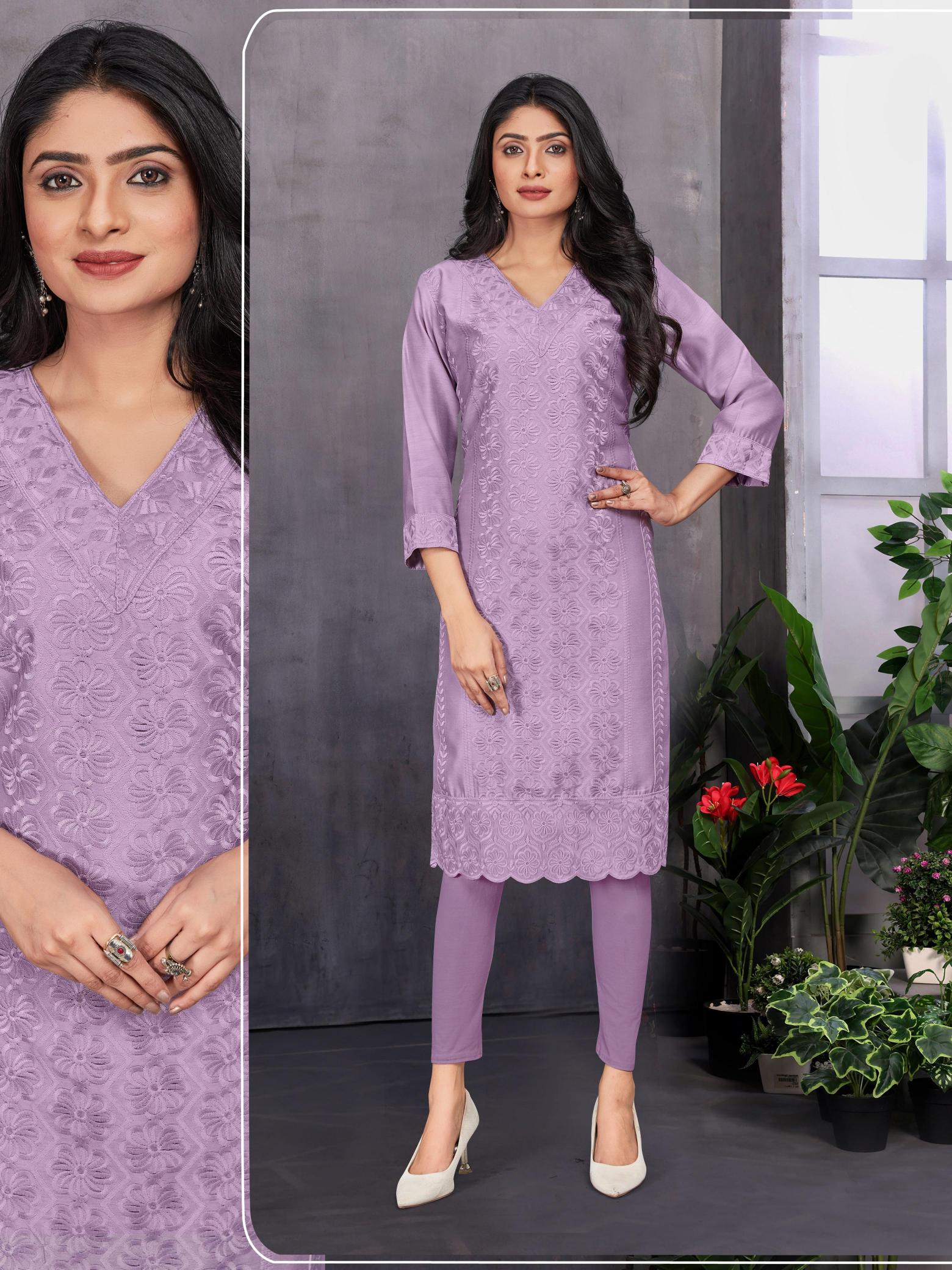 SHREE SALASAR HEAVY CHIKANKARI LONG KURTI WHOLESALE MARKET ONLINE SHOPPING