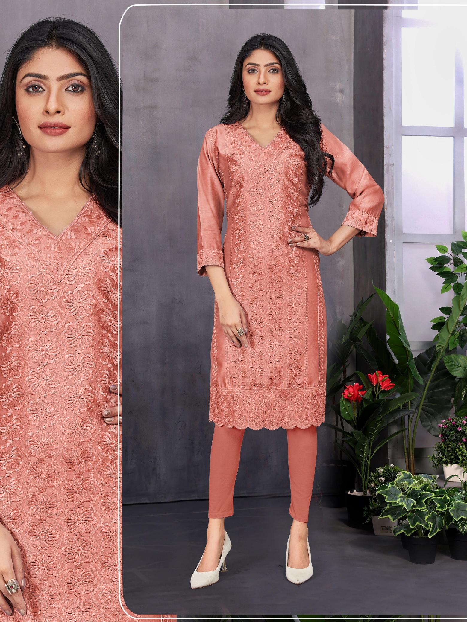 SHREE SALASAR HEAVY CHIKANKARI LONG KURTI WHOLESALE MARKET ONLINE SHOPPING