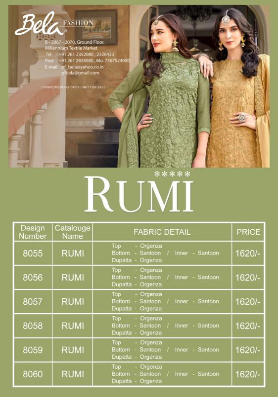 Bela fashion rumi orgenza designer surat dress material wholesale market online