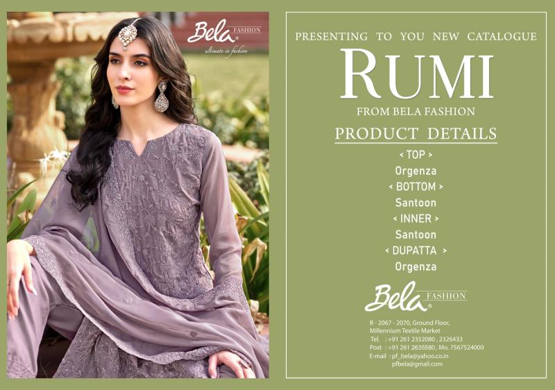Bela fashion rumi orgenza designer surat dress material wholesale market online
