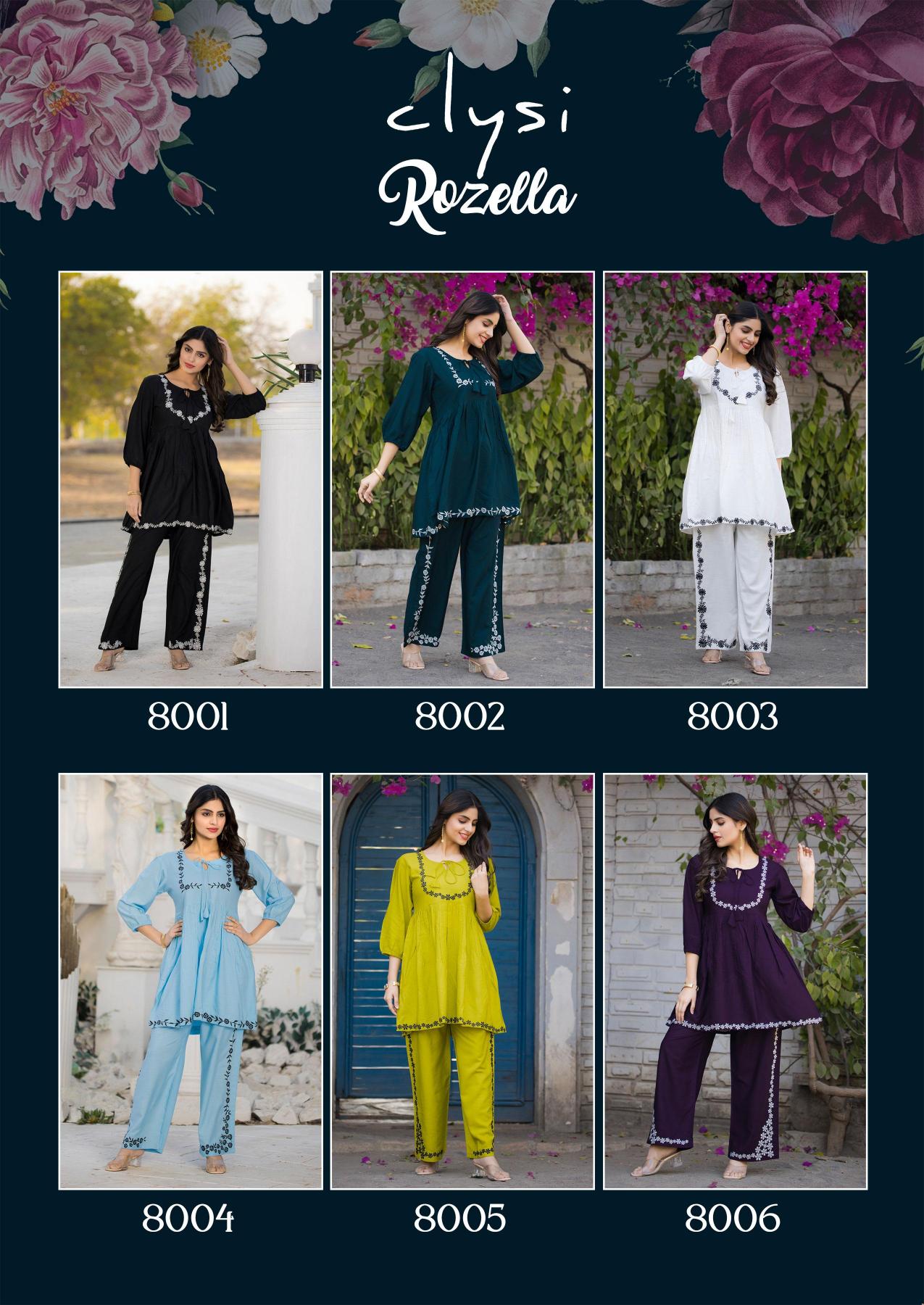 Clysi rozella rayon slub co ord set branded kurti manufacturer