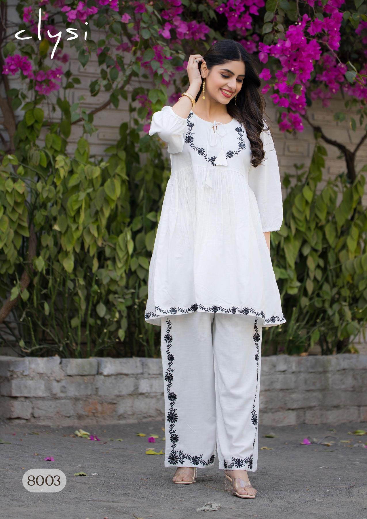 Clysi rozella rayon slub co ord set branded kurti manufacturer