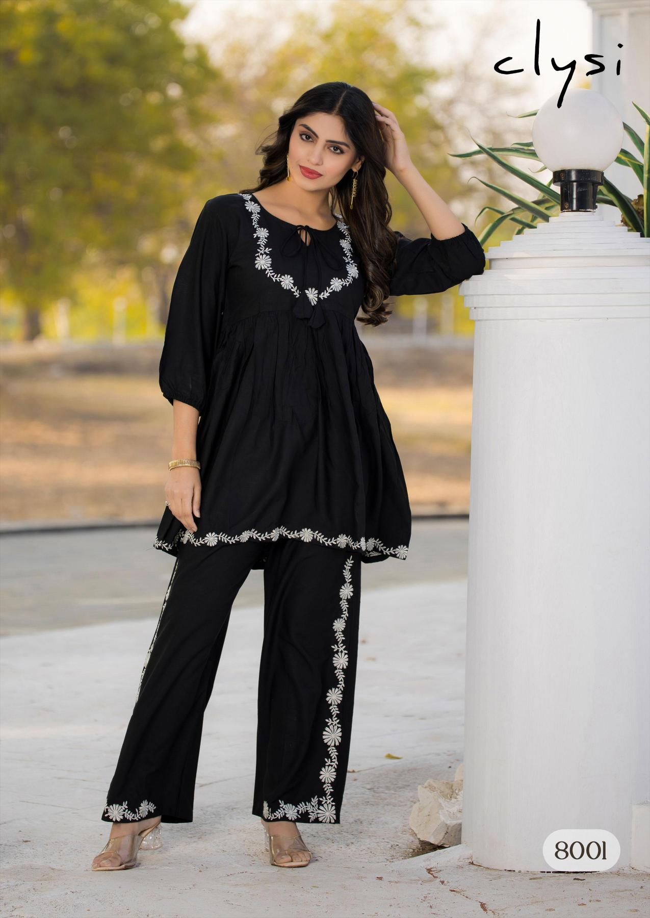Clysi rozella rayon slub co ord set branded kurti manufacturer