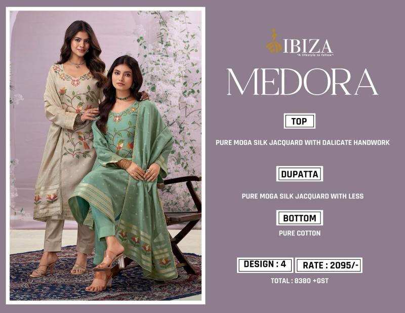 IBIZA MEDORA PURE MOGA SILK top bottom and dupatta wholesale market in mumbai for dress materials