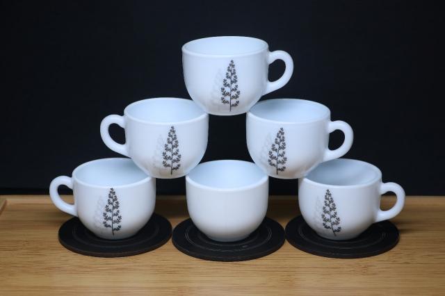 MG Elegant White Porcelain Cup & Saucer Set with Minimalist Floral Design crookery kitchen products at wholesale price