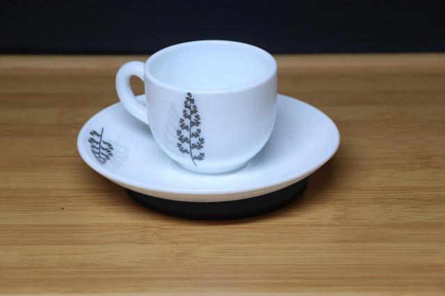MG Elegant White Porcelain Cup & Saucer Set with Minimalist Floral Design crookery kitchen products at wholesale price