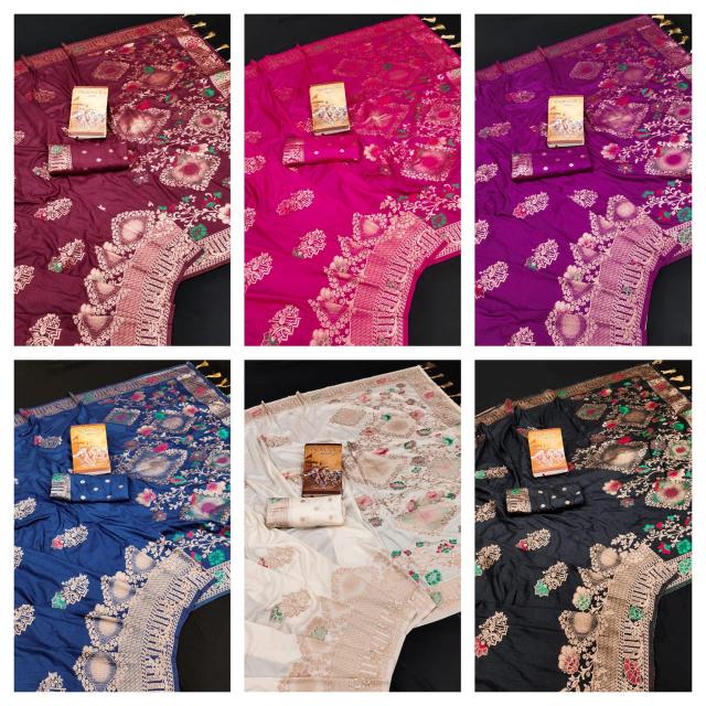 Multiple soft banarasi khadi georgette silk saree & pallu with blouse surat saree market