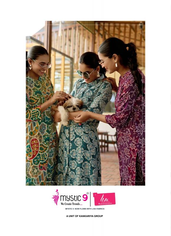 Mystic9 sanvi vol 1foil printed co ord set branded kurti wholesale