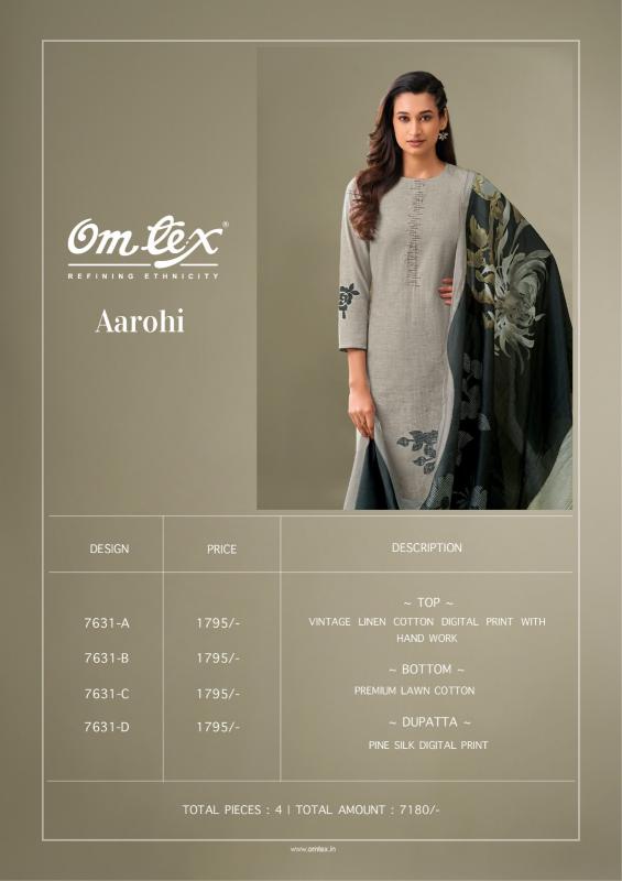 Omtex aarohi vintage linen cotton digital print pakistani salwar kameez wholesale