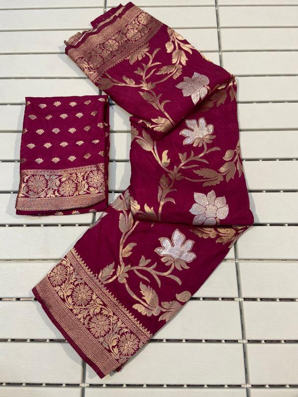 Pure Soft Khadi Georgette Silk Saree & pallu with blouse wholesale saree market in surat with price