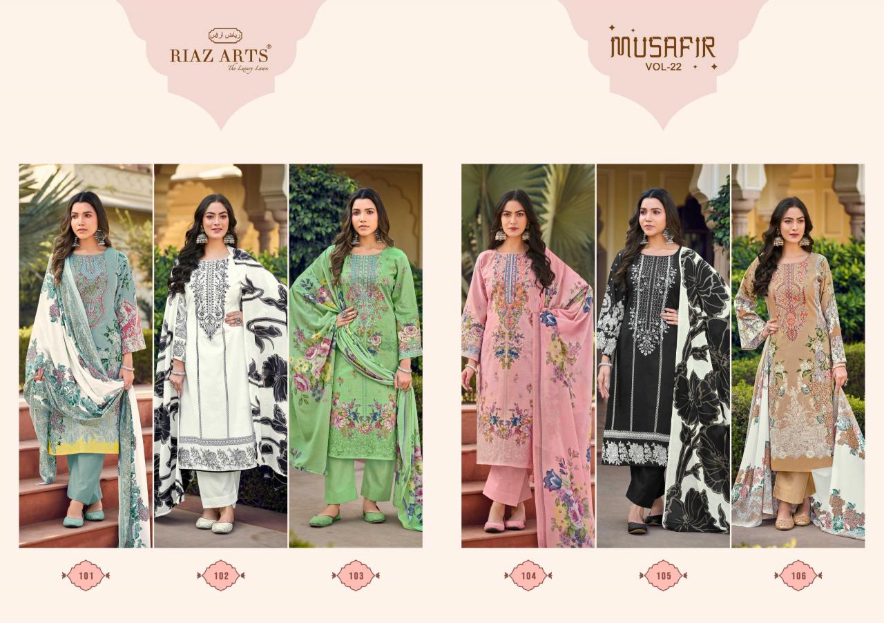 Riaz arts musafir karachi lawn camric digital print wholesale market in mumbai for dress materials