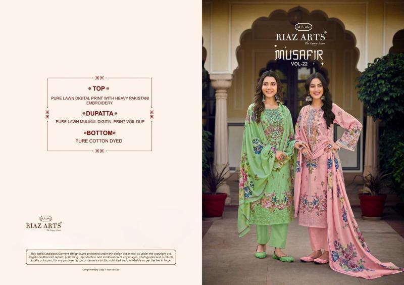 Riaz arts musafir karachi lawn camric digital print wholesale market in mumbai for dress materials