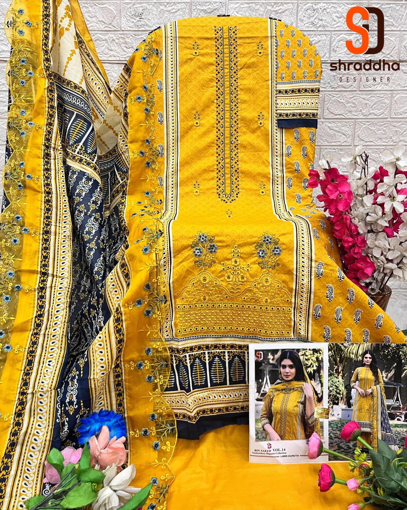 Sharddha designer bin saeed pure cotton wholesale market in mumbai for dress materials