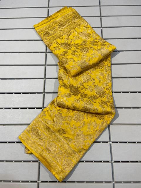  Soft khadi georgette silk with rich zari pallu fancy border with blouse surat saree wholesale market