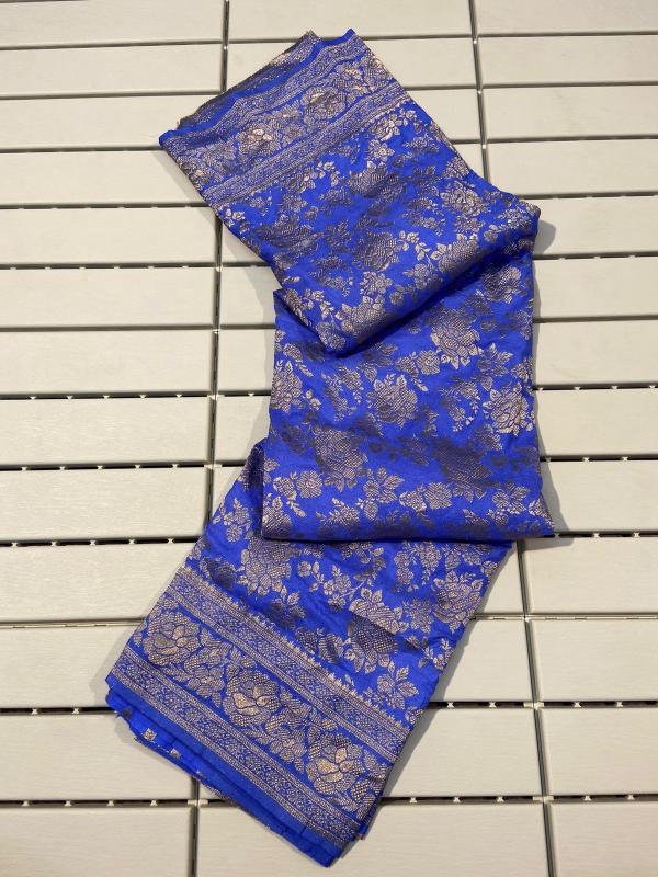  Soft khadi georgette silk with rich zari pallu fancy border with blouse surat saree wholesale market