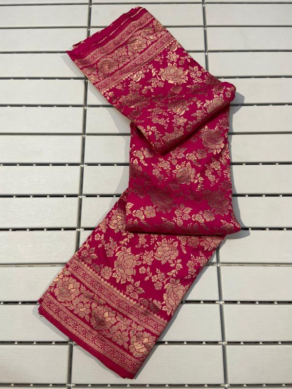  Soft khadi georgette silk with rich zari pallu fancy border with blouse surat saree wholesale market