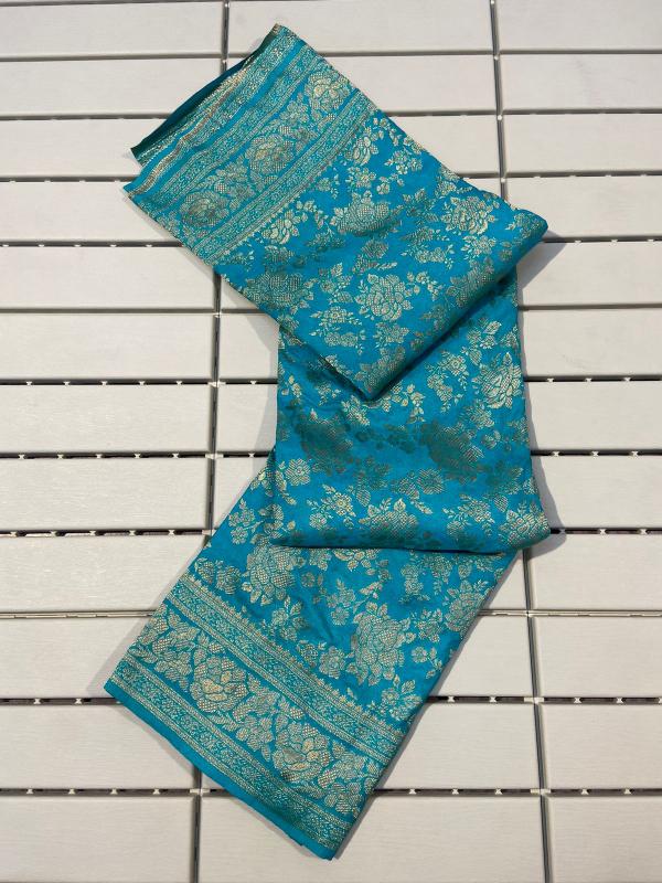  Soft khadi georgette silk with rich zari pallu fancy border with blouse surat saree wholesale market