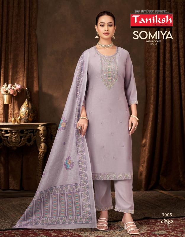 Taniksh somiya vol 3 roman embroidery work top bottom dupatta premium kurti brands