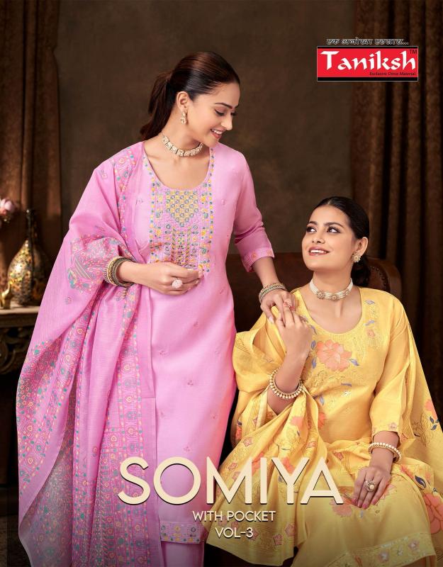 Taniksh somiya vol 3 roman embroidery work top bottom dupatta premium kurti brands