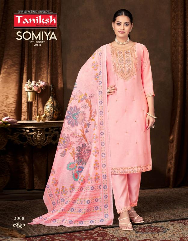 Taniksh somiya vol 3 roman embroidery work top bottom dupatta premium kurti brands