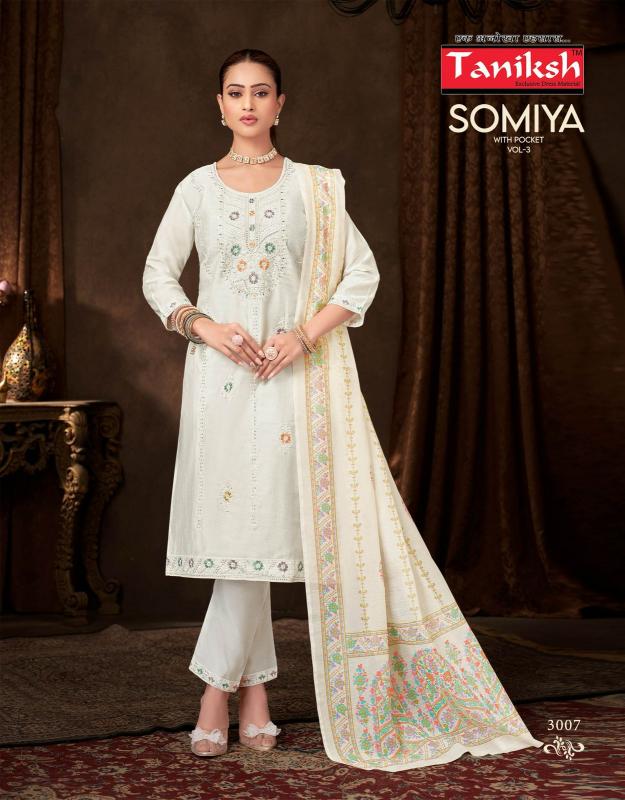 Taniksh somiya vol 3 roman embroidery work top bottom dupatta premium kurti brands