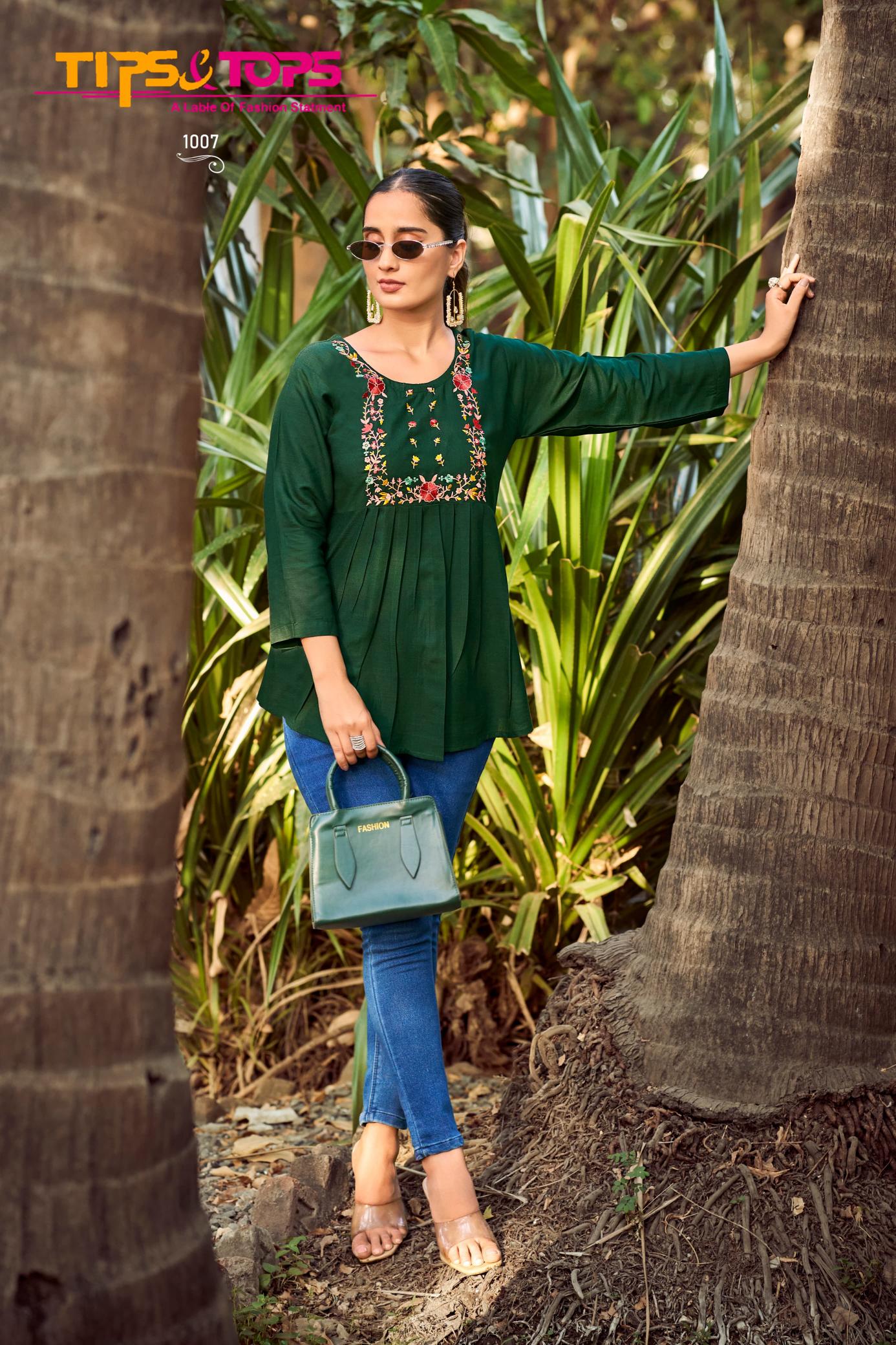 Tips & tops pulpy vol 15 fancy rayon short tops branded kurtis wholesale