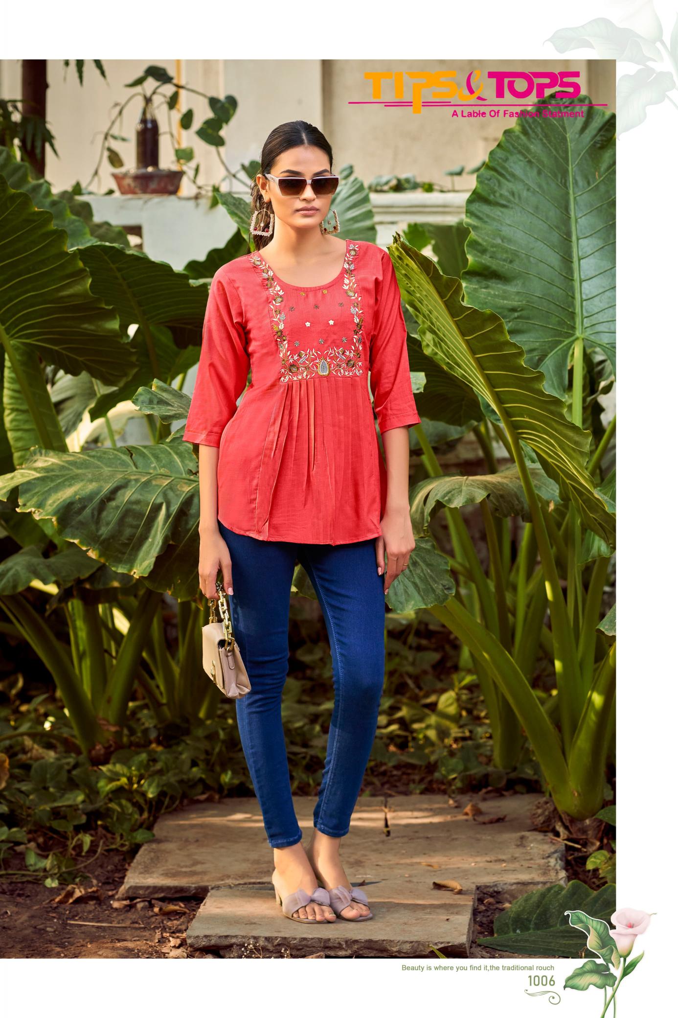 Tips & tops pulpy vol 15 fancy rayon short tops branded kurtis wholesale