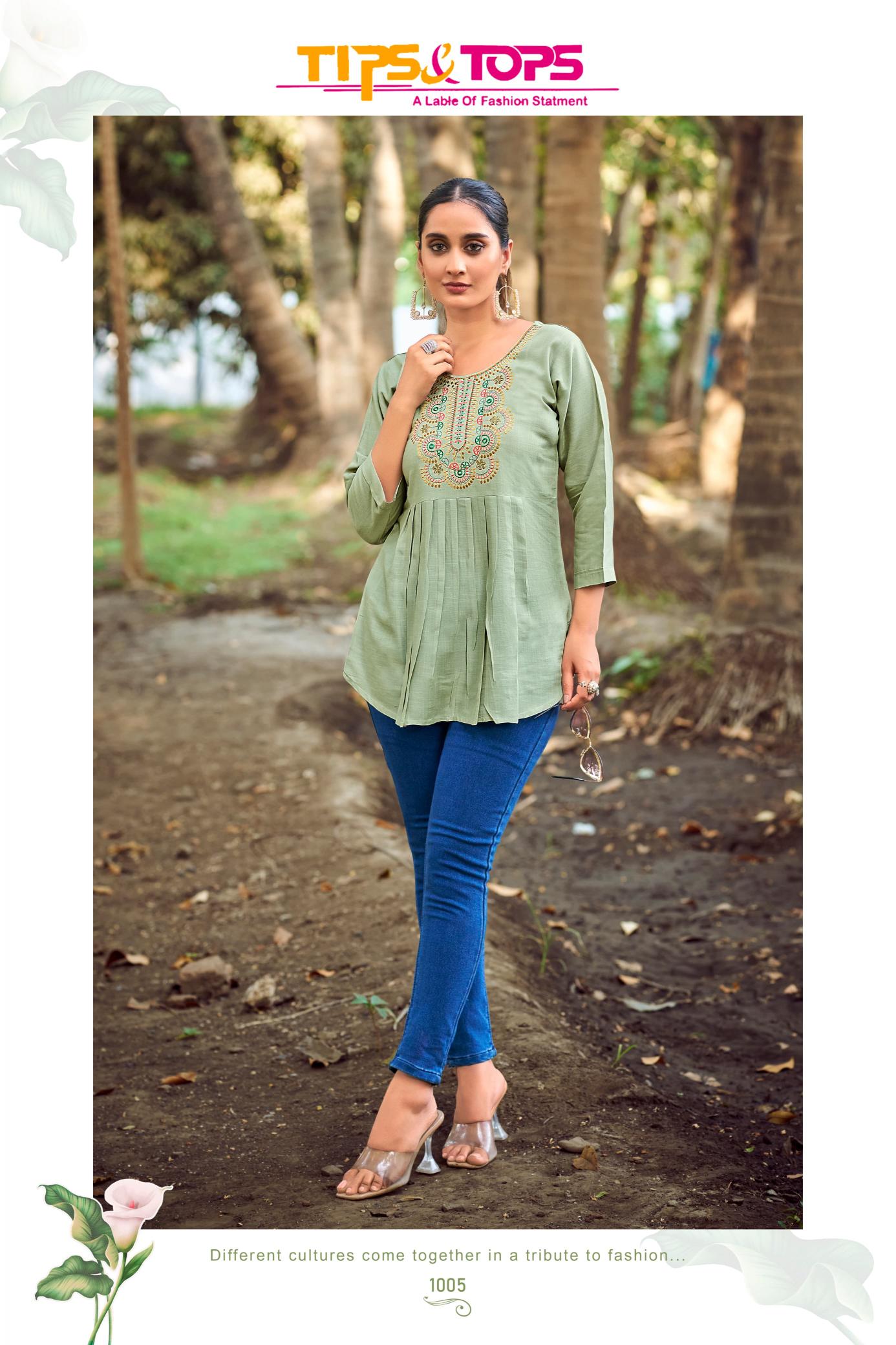 Tips & tops pulpy vol 15 fancy rayon short tops branded kurtis wholesale