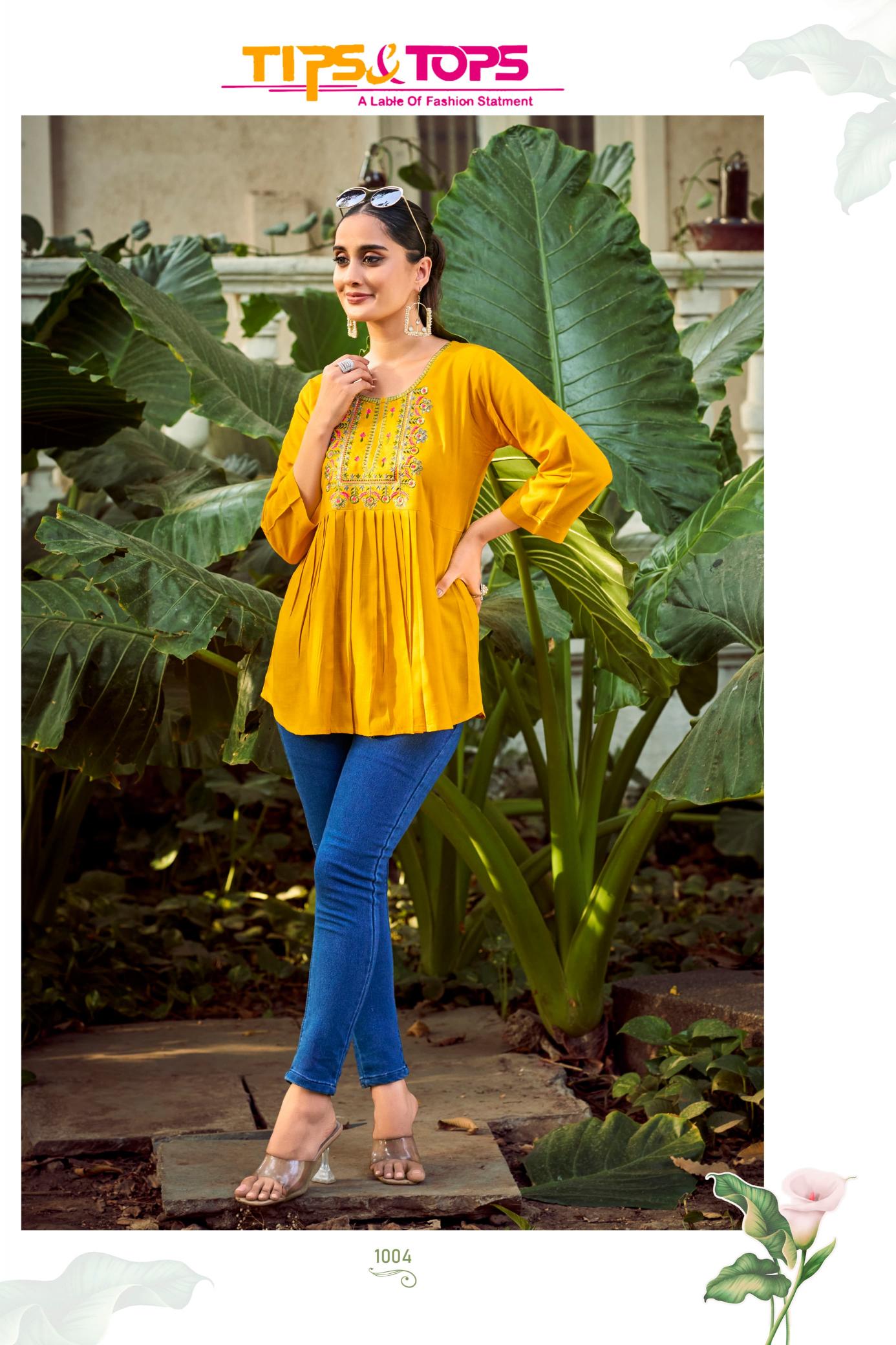 Tips & tops pulpy vol 15 fancy rayon short tops branded kurtis wholesale
