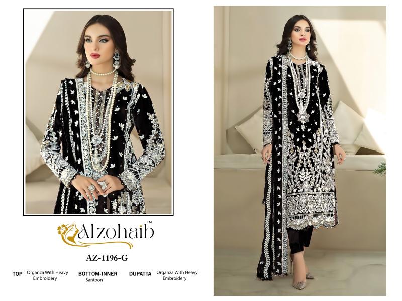 Alzohaib aafa organza with work wholesale market in mumbai for dress materials