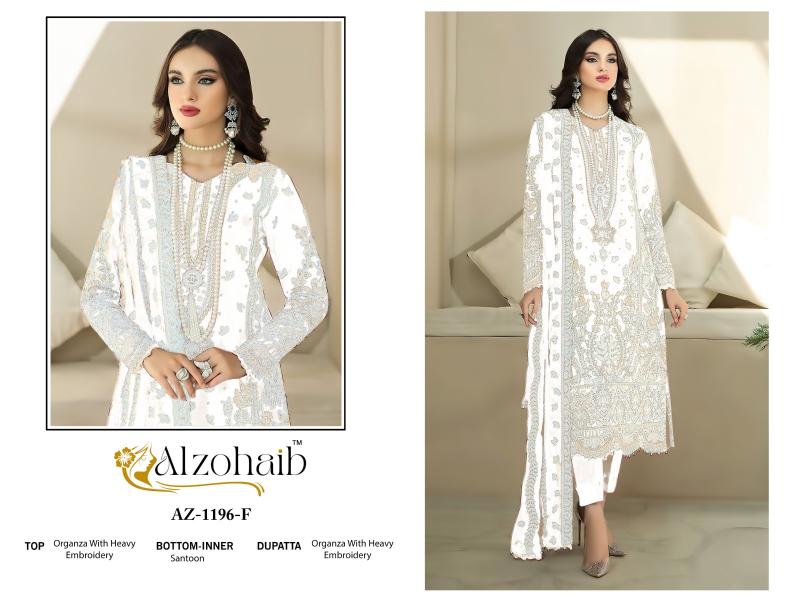 Alzohaib aafa organza with work wholesale market in mumbai for dress materials