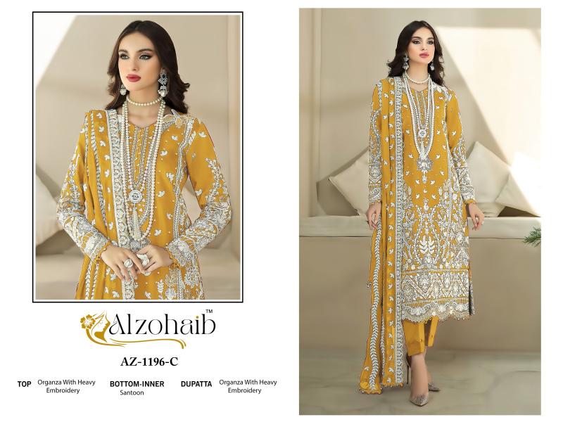 Alzohaib aafa organza with work wholesale market in mumbai for dress materials
