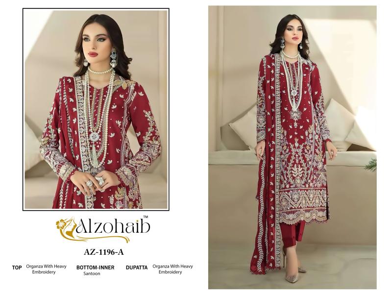 Alzohaib aafa organza with work wholesale market in mumbai for dress materials