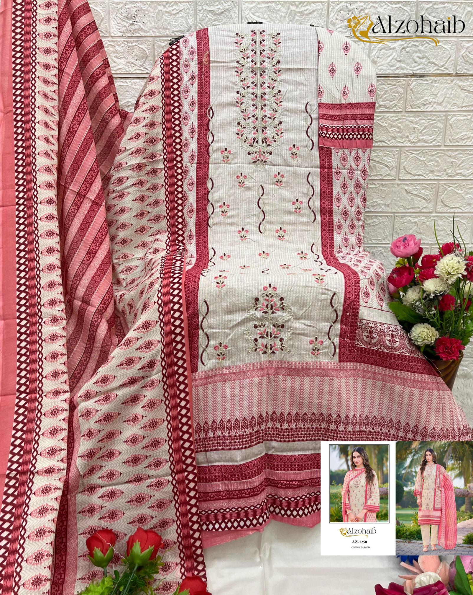 Alzohaib ruaab vol 1 cotton print wholesale market in mumbai for dress materials
