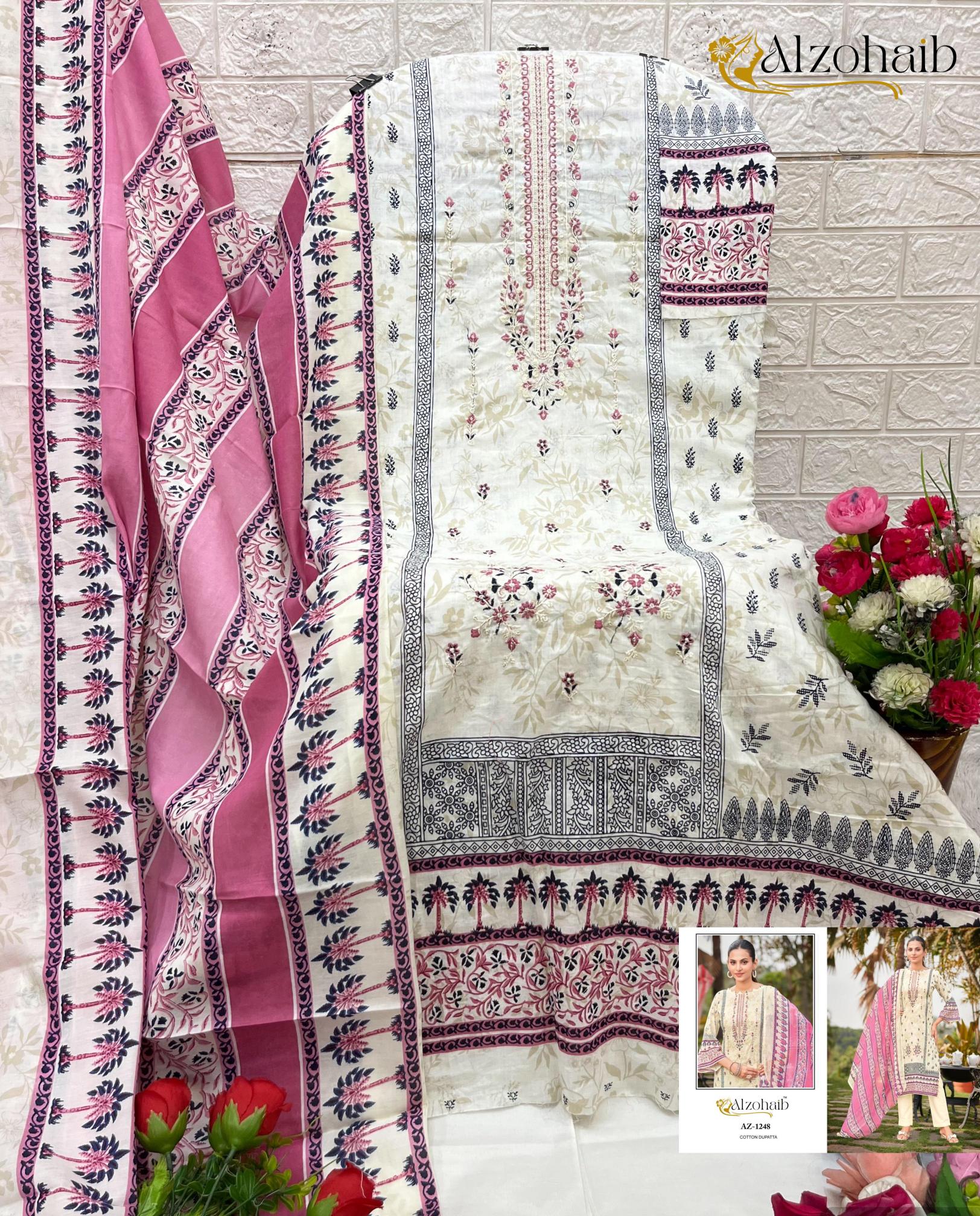 Alzohaib ruaab vol 1 cotton print wholesale market in mumbai for dress materials