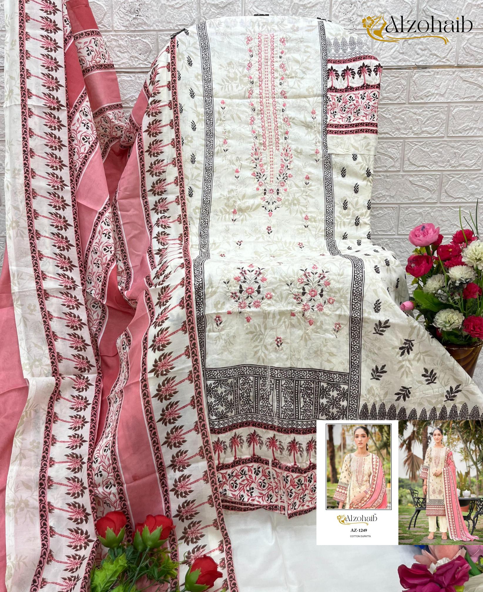 Alzohaib ruaab vol 1 cotton print wholesale market in mumbai for dress materials