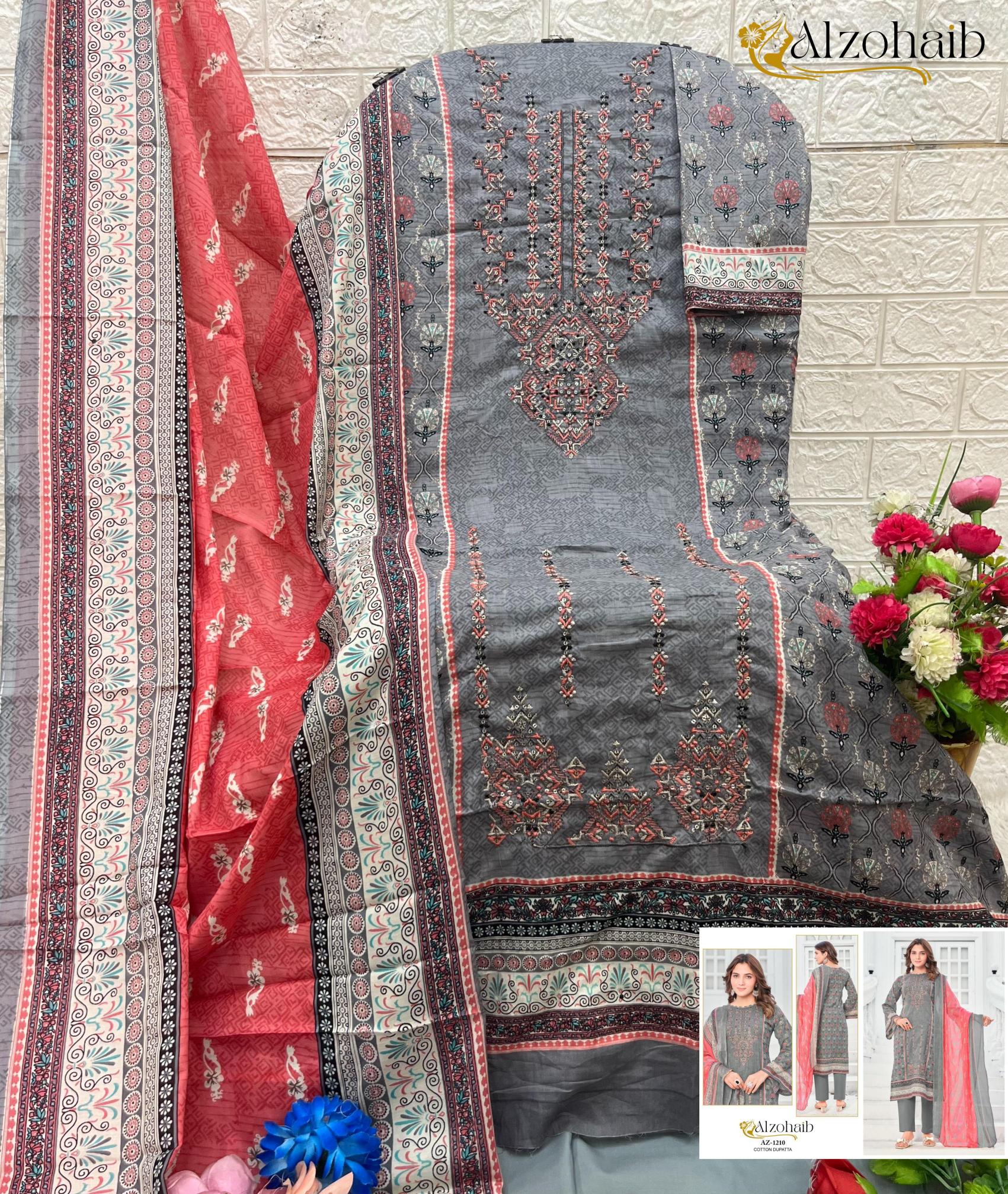 Alzohaib ruaab vol 1 cotton print wholesale market in mumbai for dress materials