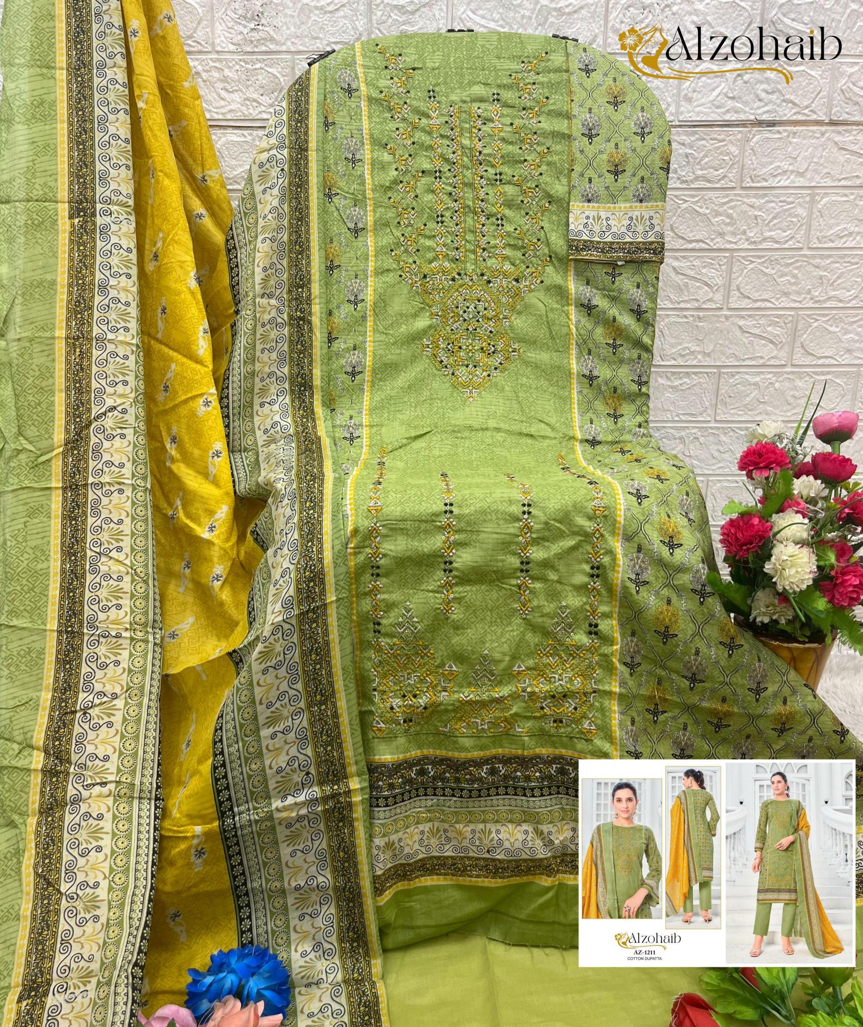 Alzohaib ruaab vol 1 cotton print wholesale market in mumbai for dress materials